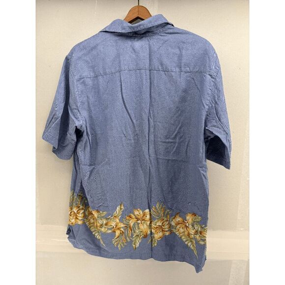 Caribbean Hawaiian Shirt Mens M Floral Button Up Short Sleeve Silk Blend EUC - Picture 2 of 4